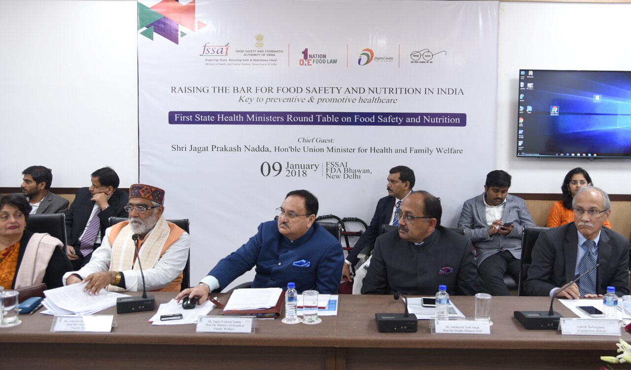 The Union Minister for Health Family Welfare, Shri J.P. Nadda launching the FSSAI’s new look website, at the “First Health Ministers Roundtable on Food Safety Nutrition”, organised