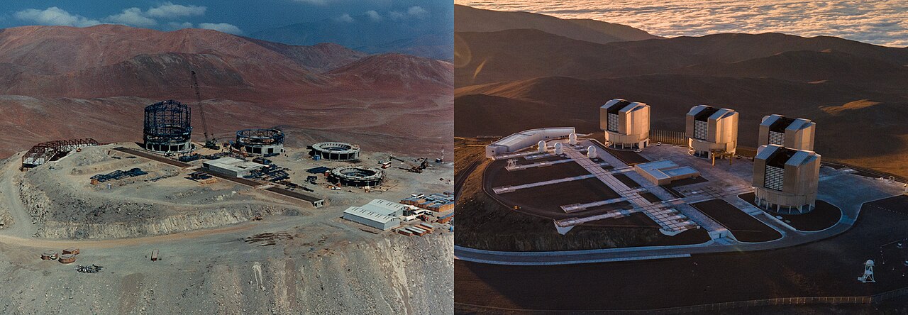 A lot can change in more than two decades — just take a look at these pictures of ESO’s Very Large Telescope (VLT)! On the left we see the VLT when it was still under construction 