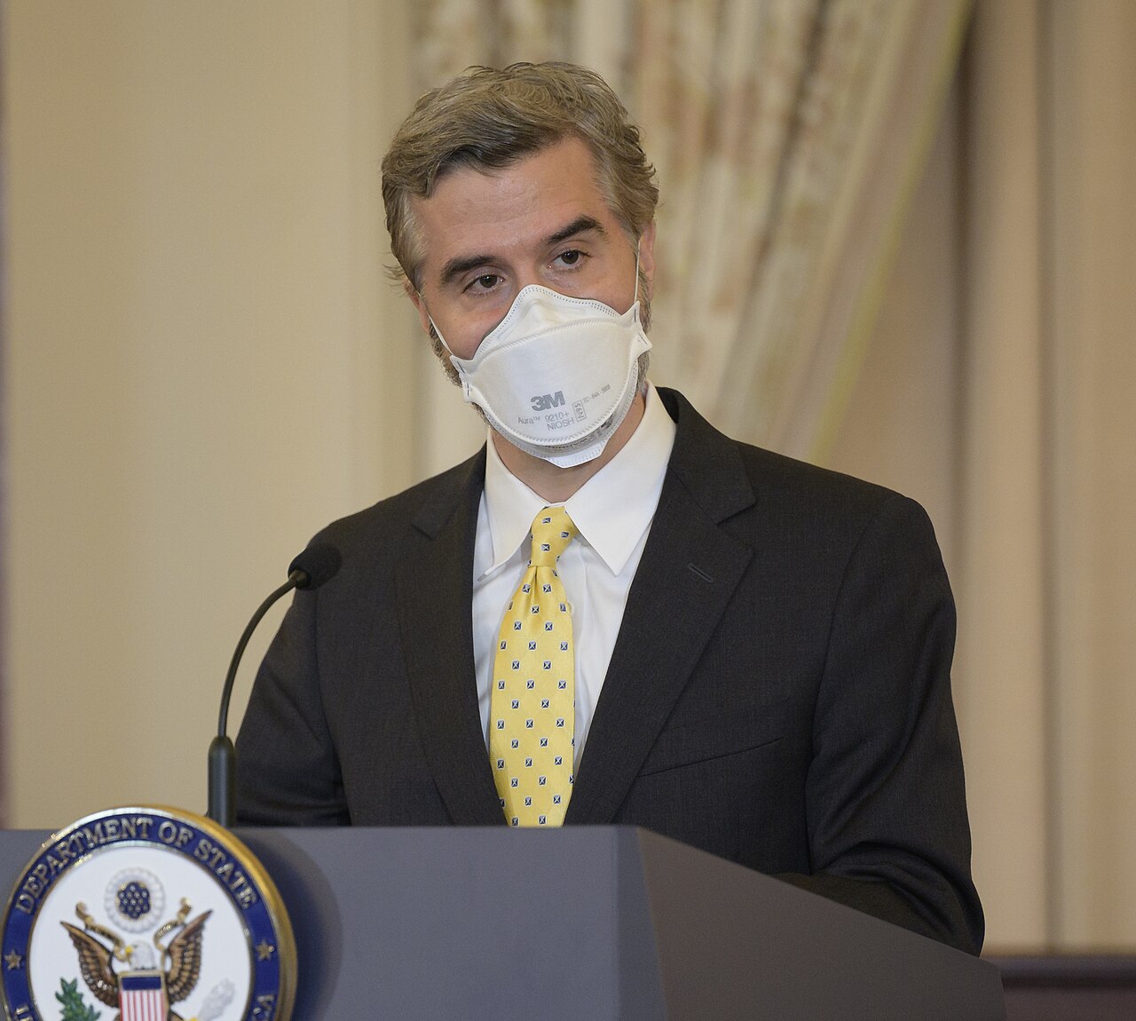 Assistant Secretary for Economic and Business Affairs, Ramin Toloui gives introductory remarks during an event at the U.S Department of State where it was announced that Cynthia Ro